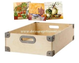 Dřevěný box MAITA s kovovými kryty, 56x37x15 cm