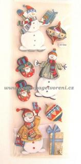 3D samolepka 02, Sněhuláci a dárky