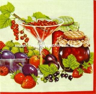 Zahradní ovoce a marmelády, zelený podklad