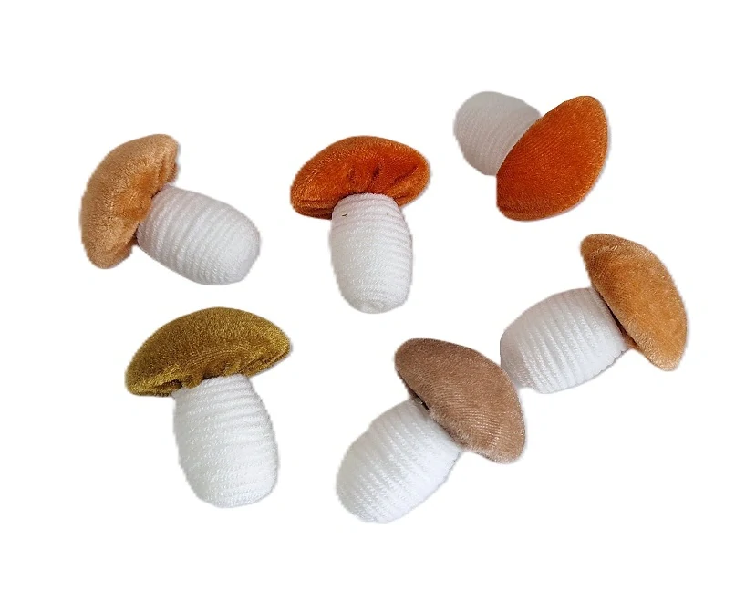 Houby 5,5 cm semiš mix barev, 6 ks