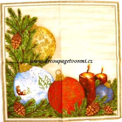 Svíčky a koule, 25x25 cm