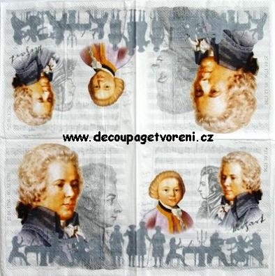 Mozart, bílý podklad