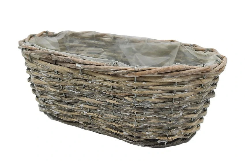 Truhlík 28 cm ovál bambus, šedá