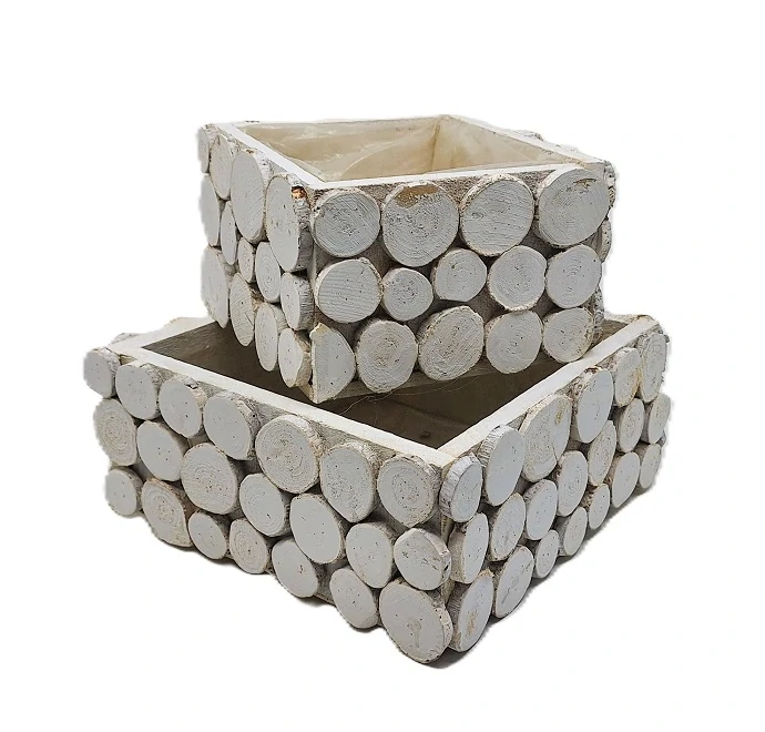 Truhlík 21 cm dřevo, bílá (plátek bříza M)