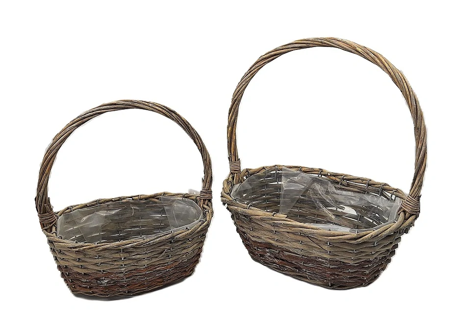 Košík 22x15 cm proutí, dvoubarevný přírodní