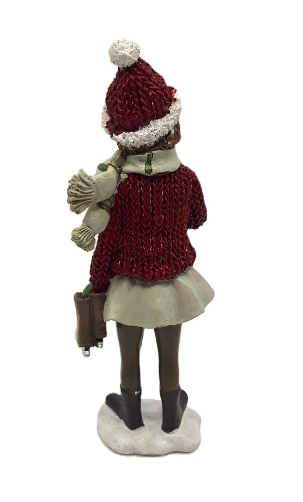 Děvče 21 cm, červený svetr a brusle