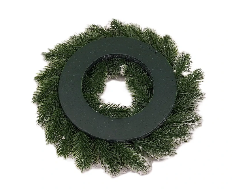 Věnec 30 cm chvojí, sníh (RS)