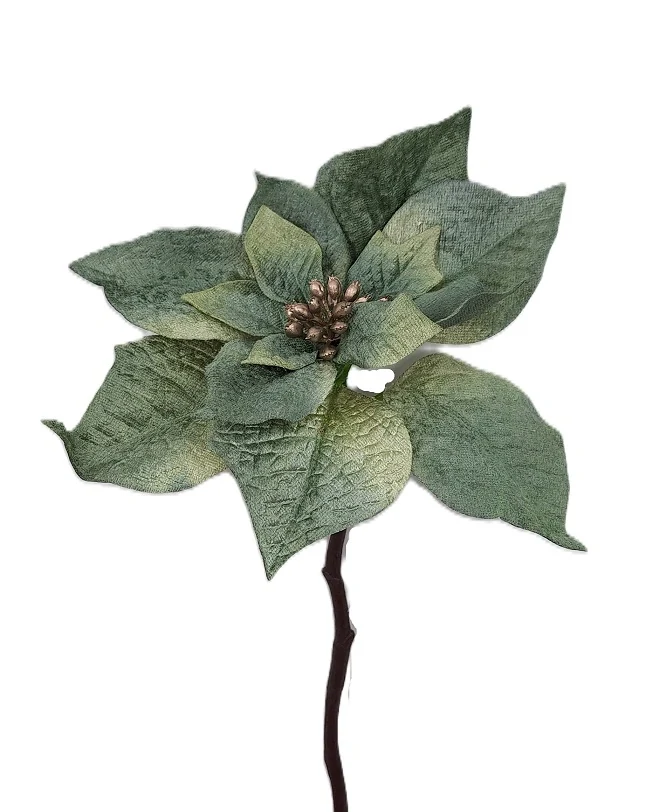 Vánoční hvězda 30 cm samet, perleť pistáciová