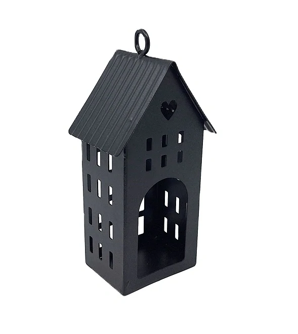 Svícen domek 16 cm, černá