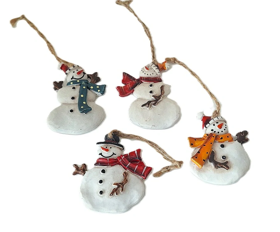 Sněhuláci 6 - 6,5 cm barevná šála, 4 ks