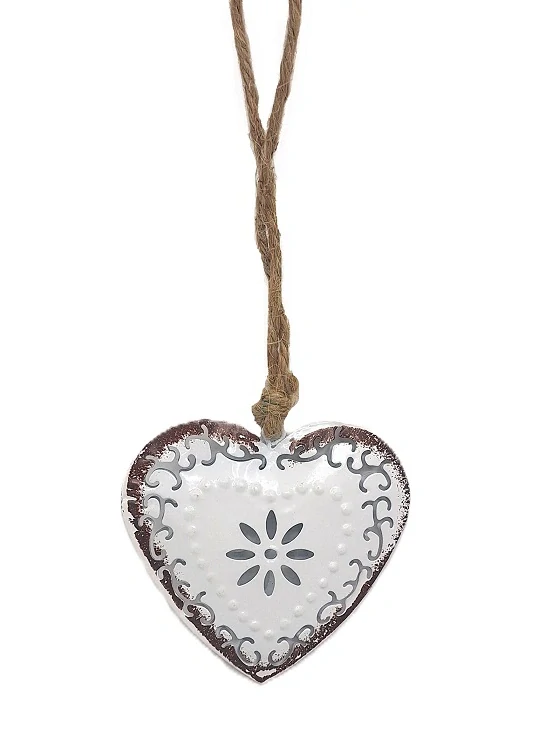 Srdce 8 cm Vintage, bílá