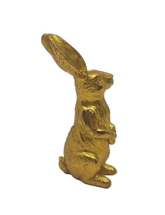 Zajíc 12 cm stojící, zlatá
