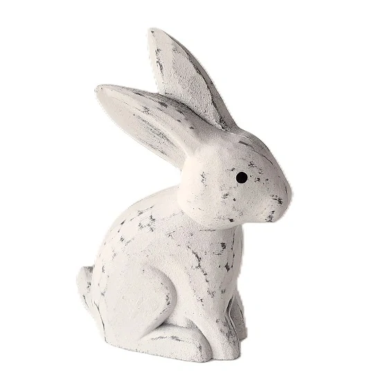 Zajíc 18 cm, patina bílá (dřevo)
