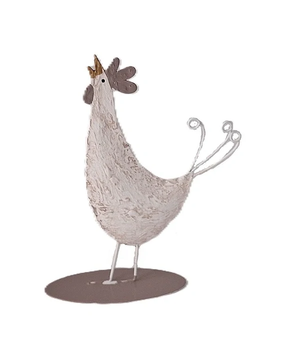 Slepice a kohout 10/14 cm (kov) bílá, 2 ks