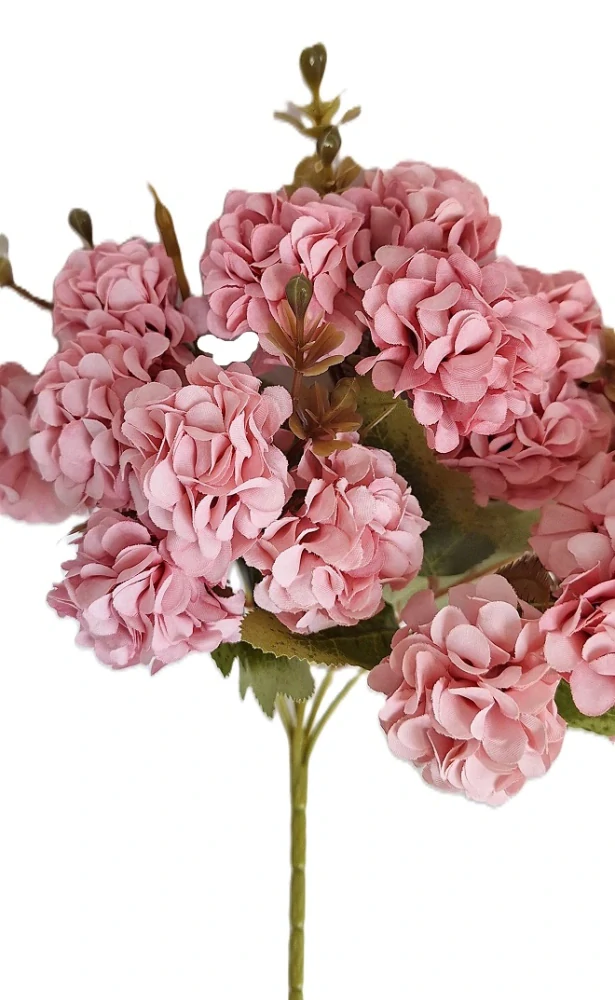 Hortenzie 33 cm mini květ X5, růžová