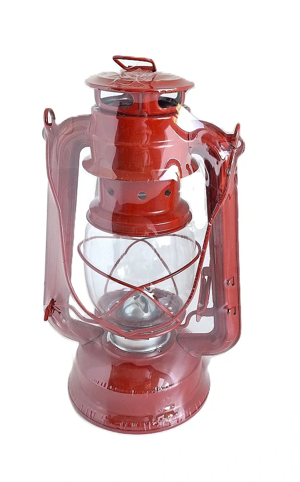 Petrolejová lampa 27 cm, červená