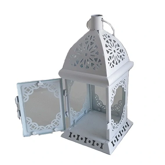 Lucerna 21 cm krajka, bílá