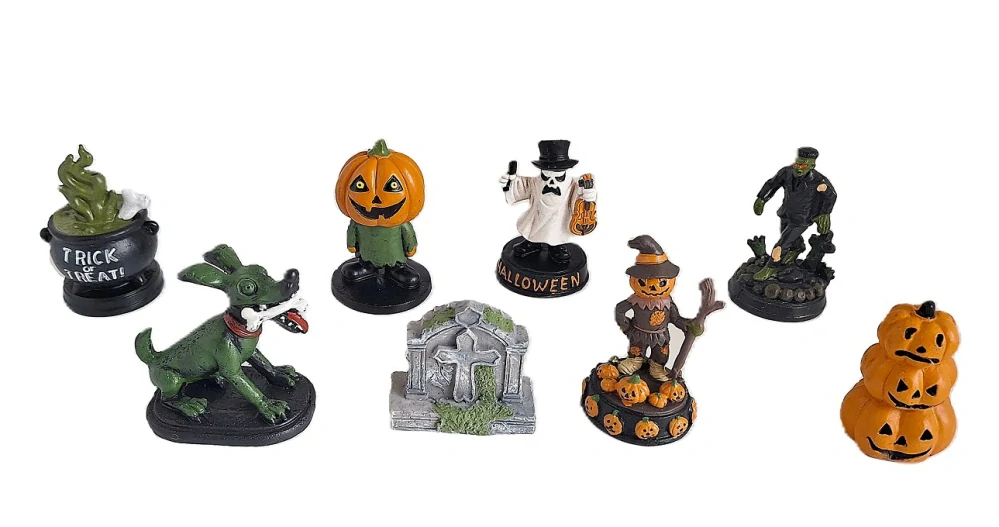 Halloween vesnice, set 8 figurek