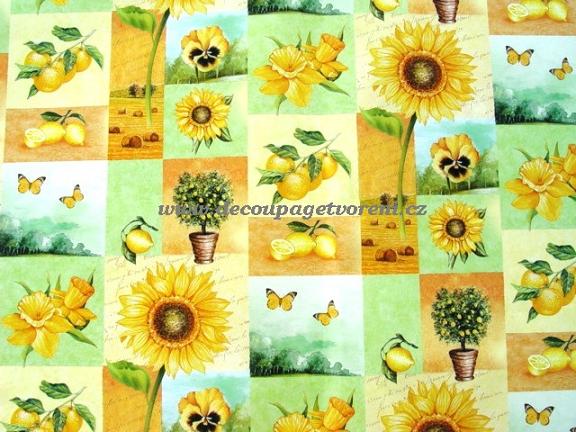 Papír 50x68 cm, Slunečnice, citron, narcis