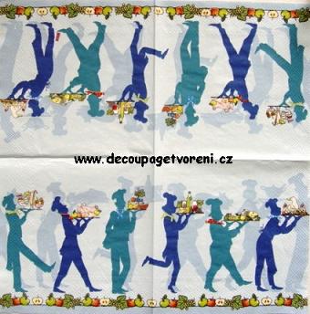 Servírování, modrý podklad