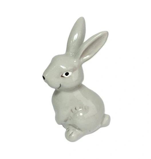 Zajíc 9 cm porcelán, šedá
