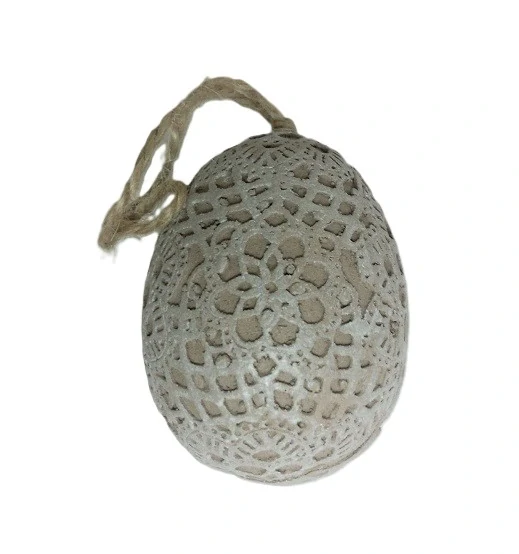 Vejce 6 cm krajkové/závěs, hnědá