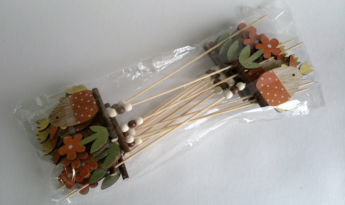 Zápich, kuře a květina 9 cm