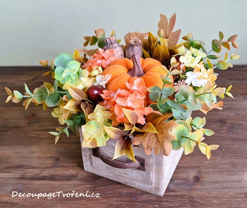 Eukalyptus 36 cm zelená/oranžová, 3 ks