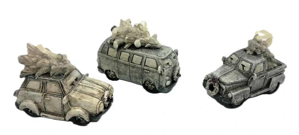 Auto 9 cm stromek, krémová