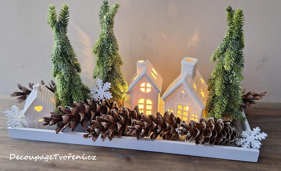 Podnos 40 cm (vzor 405), patina bílá/hnědá