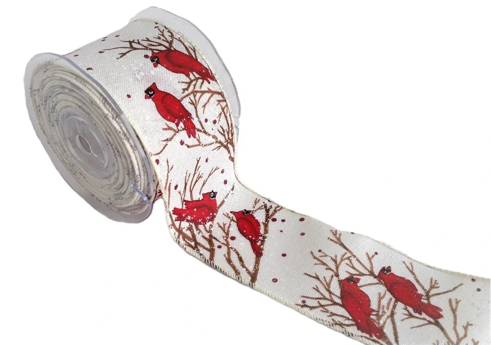 Stuha 63 mm x 1 m, větvičky & ptáci