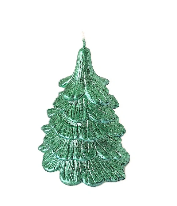Svíčka stromek 70x100 mm, perleť zelená