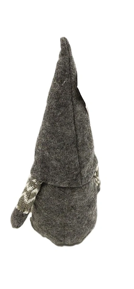 Skřítek 22 cm, šedá čepice (textil)