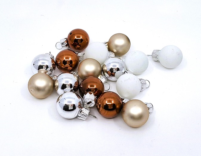 Vánoční mini koule 2 cm lesklá hnědá, 3 ks