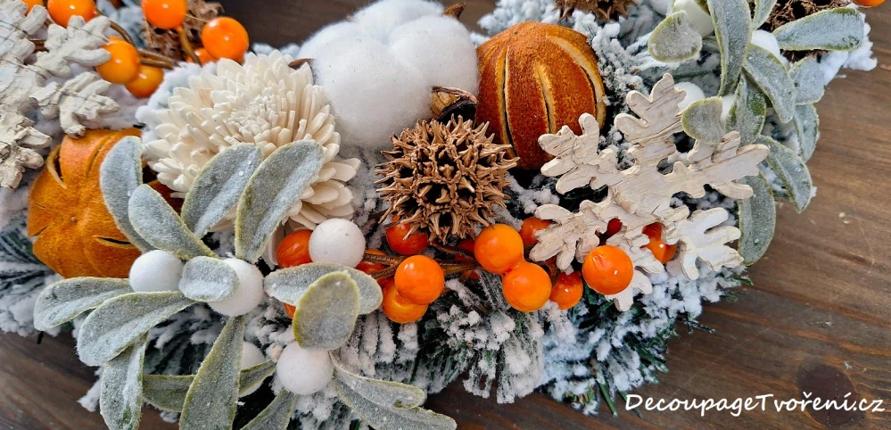 Vločka 6 cm bříza natur, 3 ks 