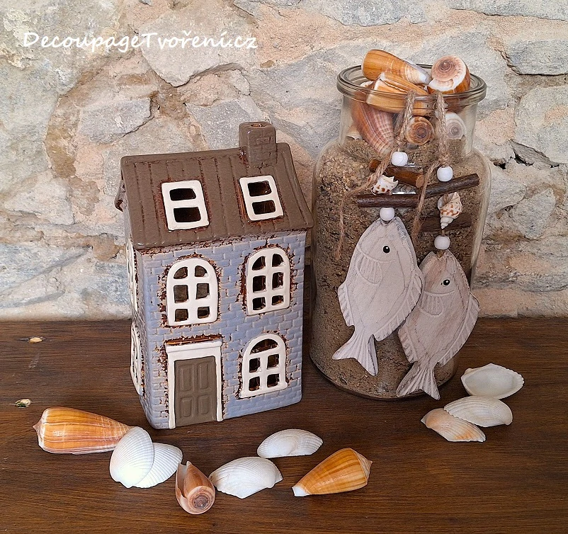 Svícen domek č.15970, modrá/hnědá