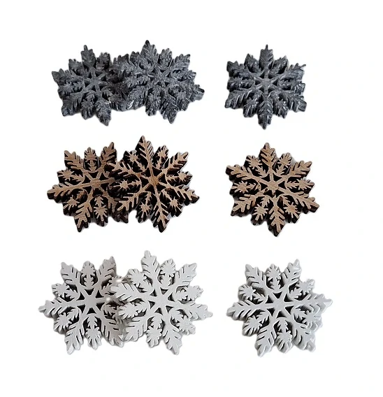 Vločka 3 cm, šedá/bílá/natur, 9 ks