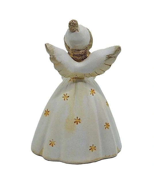 Víla vánoční 11 cm Vintage zlatá/bílá, vločka