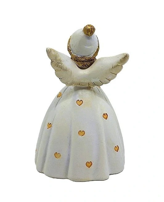 Víla vánoční 11 cm Vintage zlatá/bílá, srdce