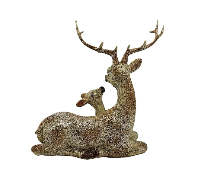 Jelen se srnkou 17 cm, zimní zlatá