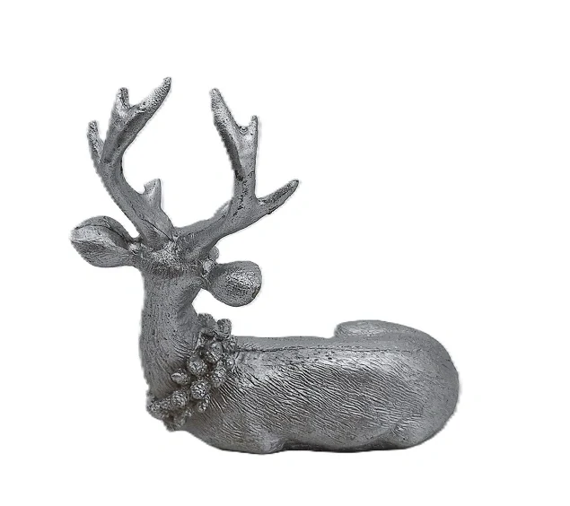 Jelen 13 cm sedící, stříbrná