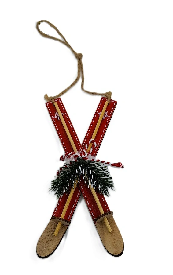 Lyže a hůlky 21 cm, s chvojím