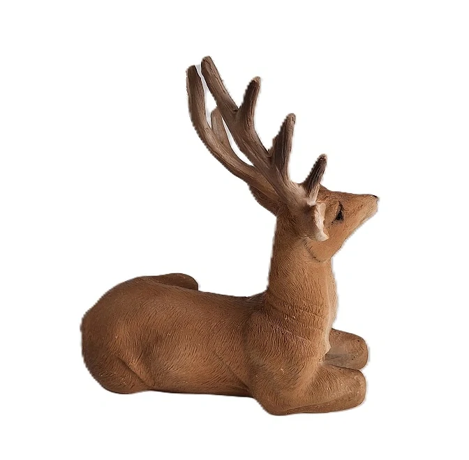 Jelen 19 cm sedící, světlá krémová