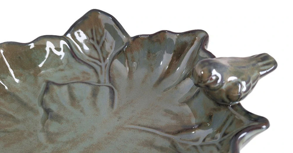 Pítko 26 cm ptáček a listy, šedá