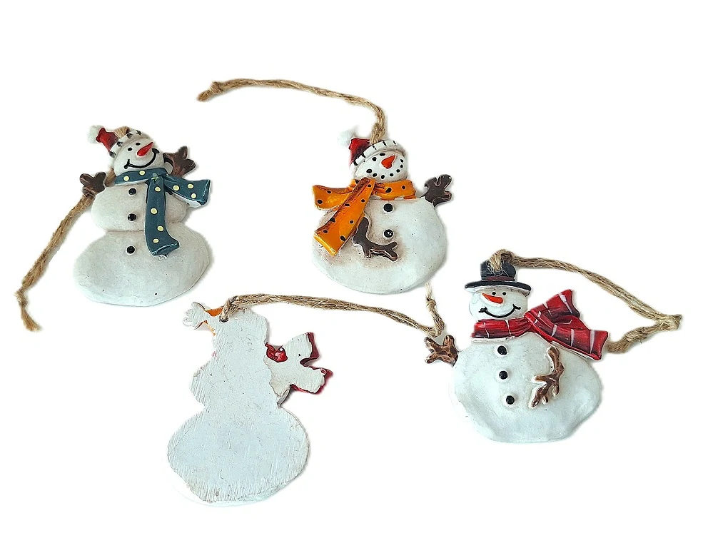 Sněhuláci 6 - 6,5 cm barevná šála, 4 ks