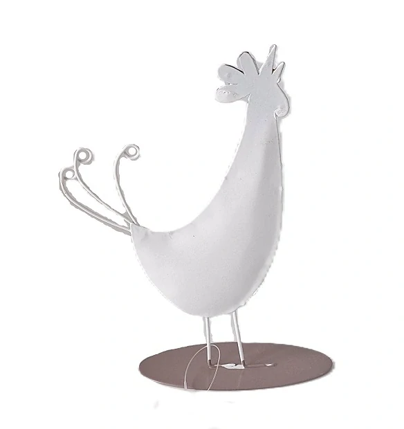 Slepice a kohout 10/14 cm (kov) bílá, 2 ks