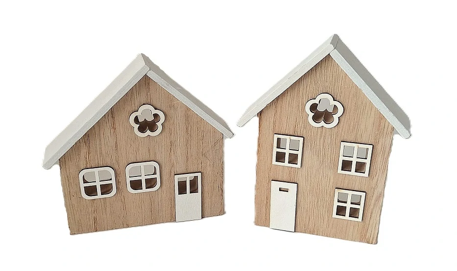 Domek 12,5 cm přírodní/bílá, s květinou