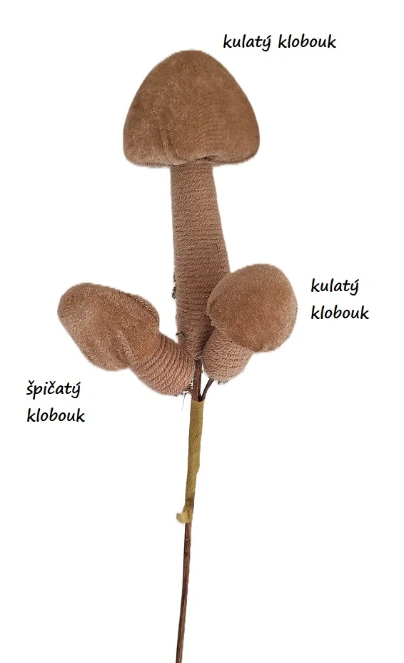 Houby 14 cm semiš latté, 3 ks