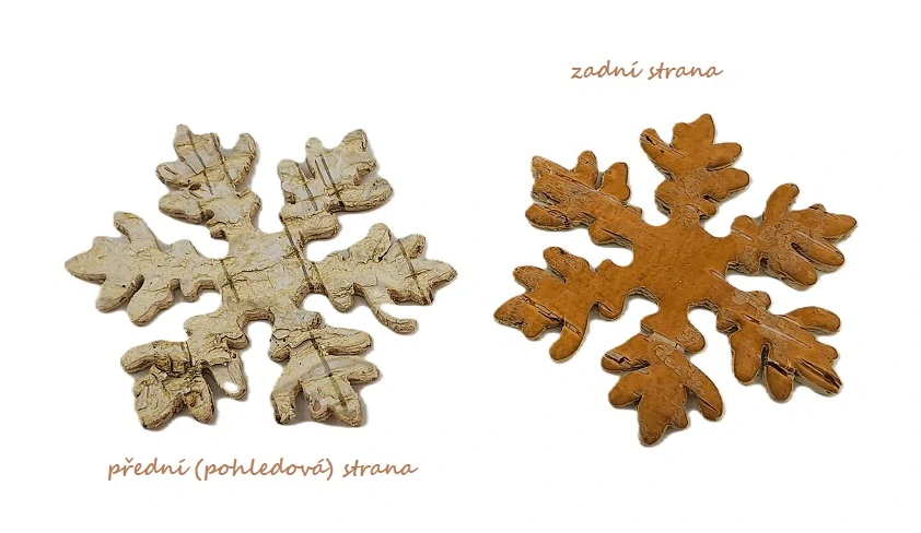 Vločka 6 cm bříza natur, 3 ks 
