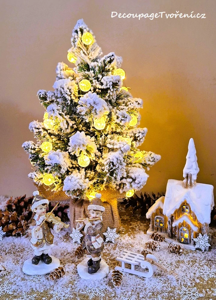 Stromek 40 cm jedle sníh, juta